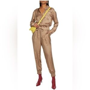 NWT CINQ À SEPT Joyce cupro satin-twill jumpsuit